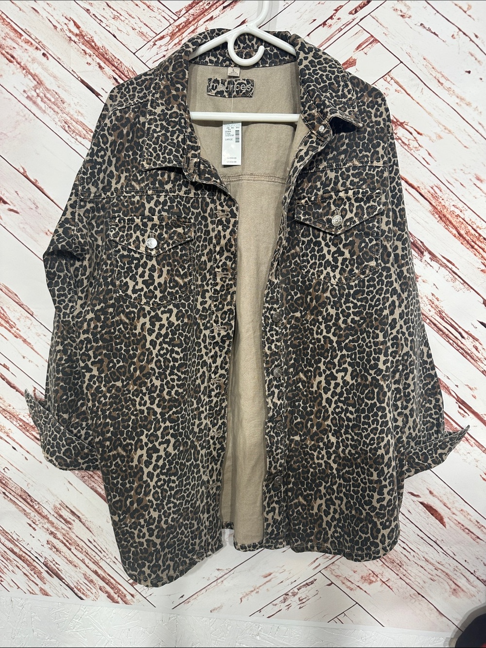 Nwt Maurices Leopard Print Utility Jacket in Brown and Black